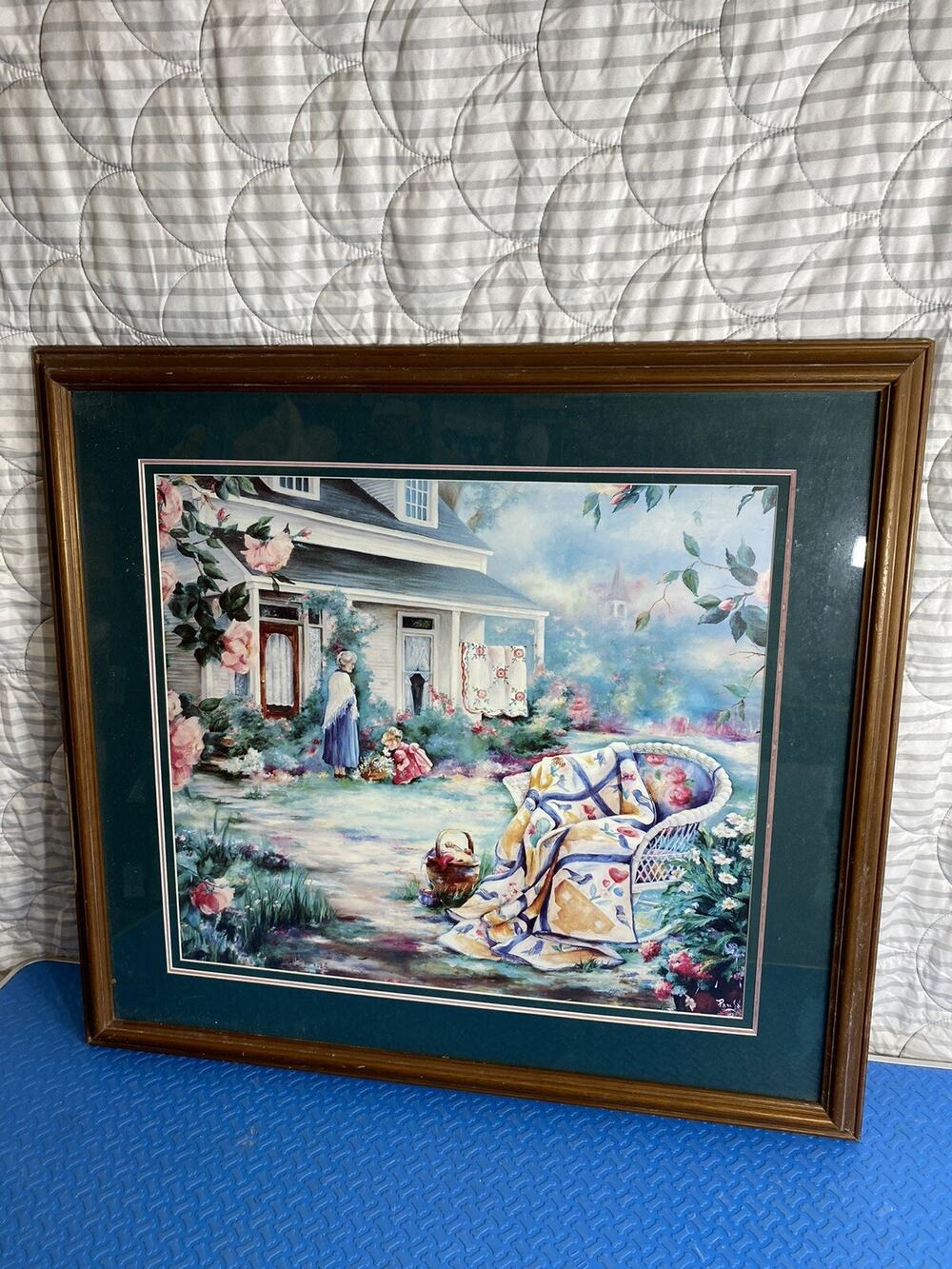 Quilts and Roses by Paula Vaughan Authentic Framed Print